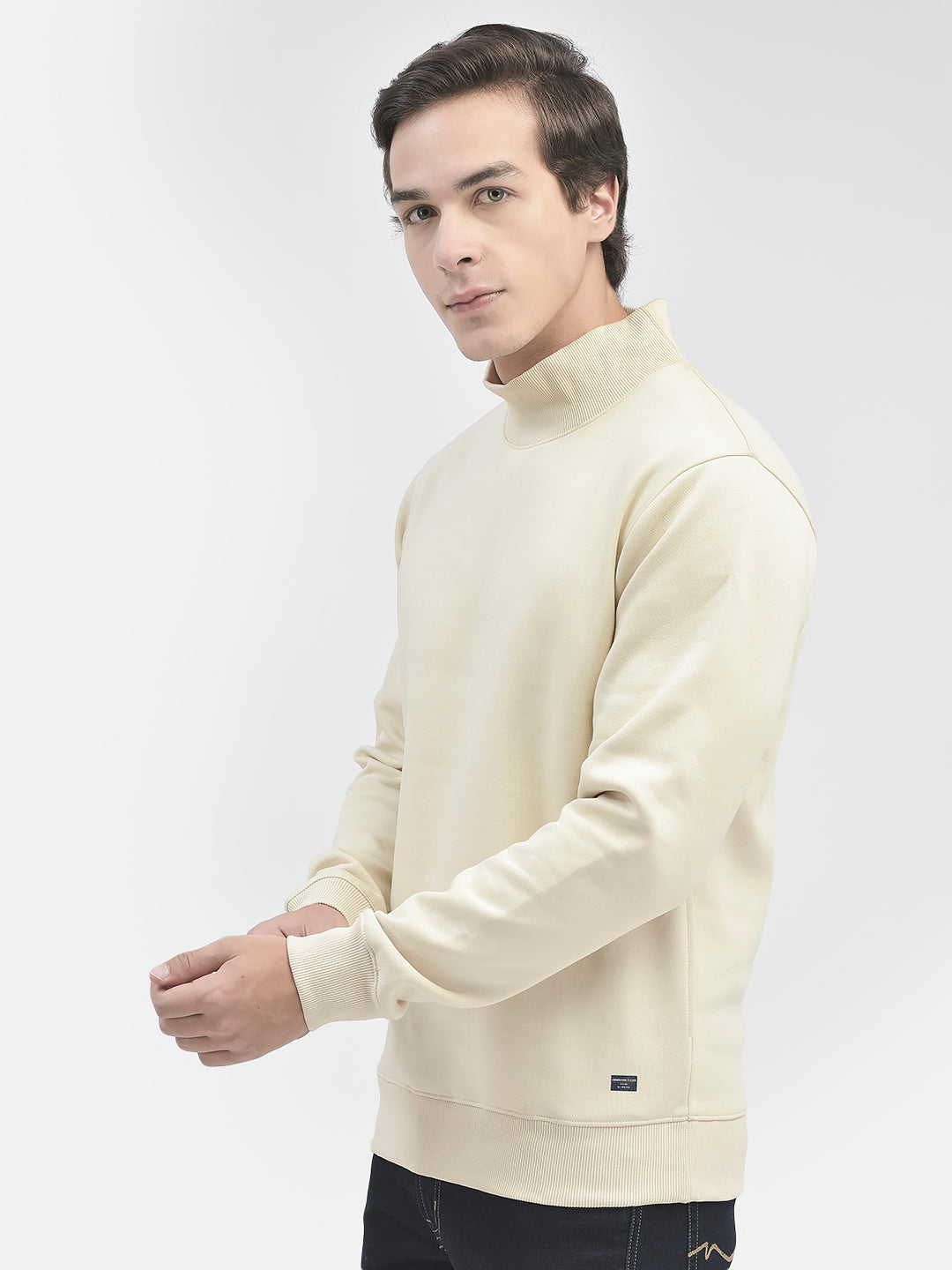 Cream Sweatshirt-Men Sweatshirts-Crimsoune Club
