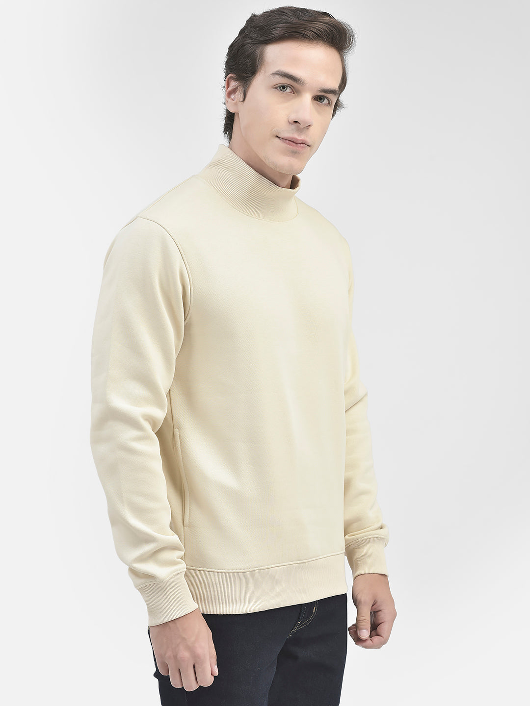 Cream Sweatshirt-Men Sweatshirts-Crimsoune Club