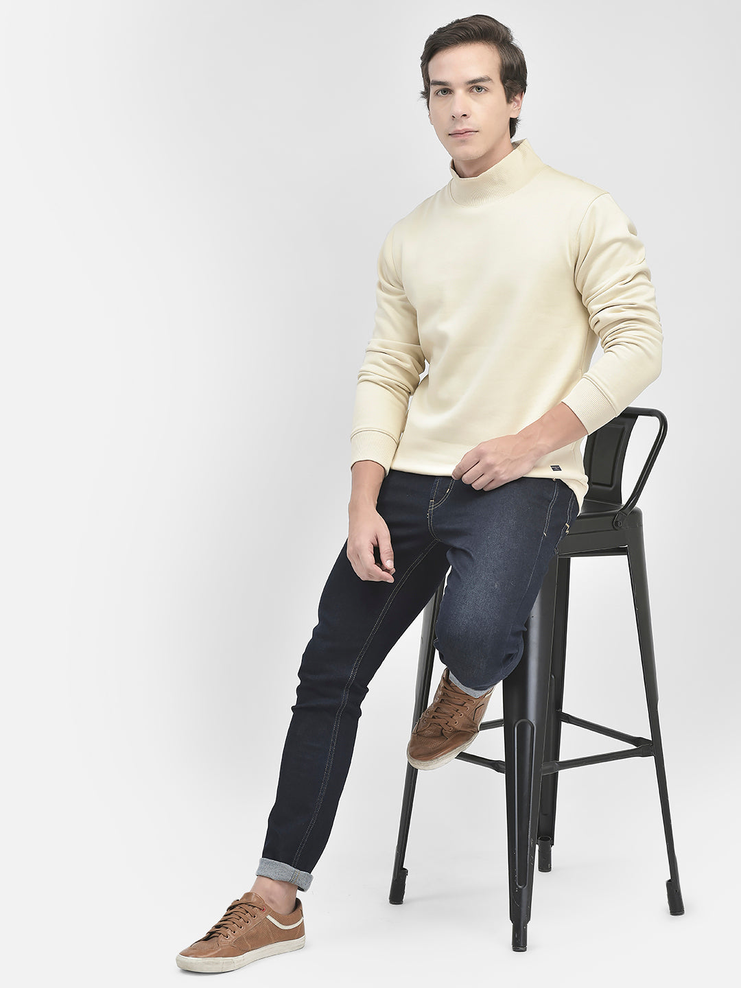 Cream Sweatshirt-Men Sweatshirts-Crimsoune Club