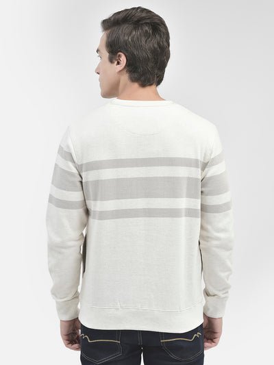 Grey Striped Round Neck Sweatshirt-Men Sweatshirts-Crimsoune Club