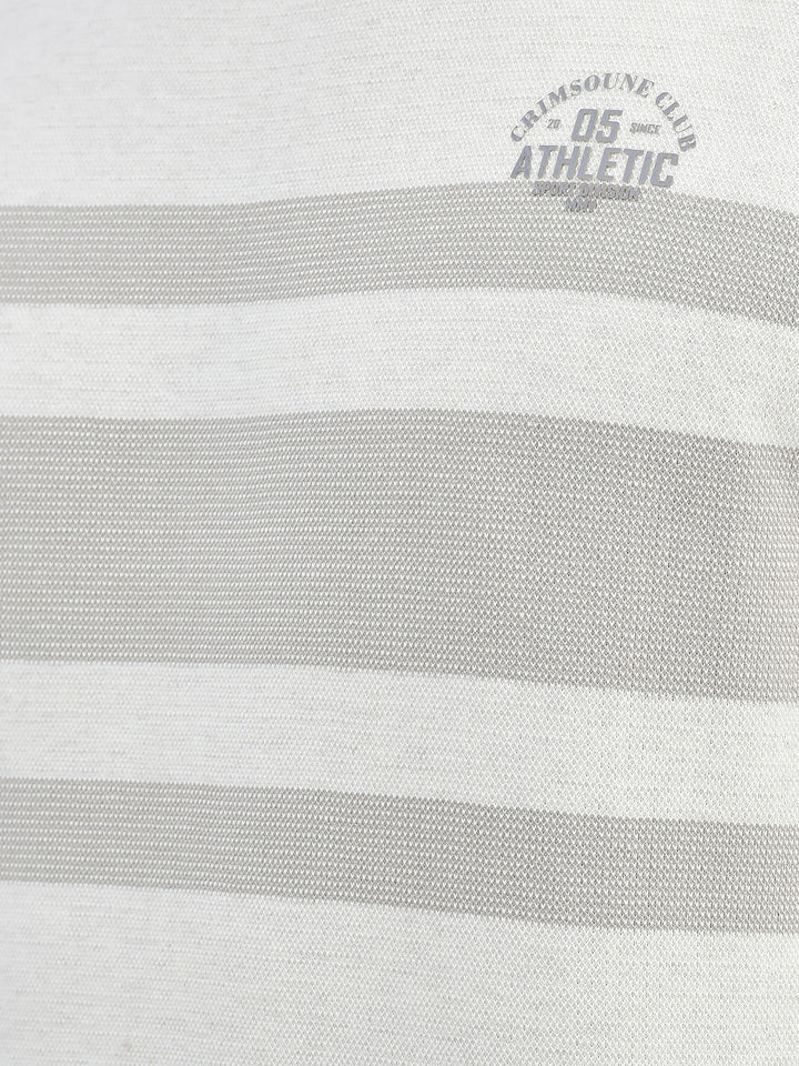 Grey Striped Round Neck Sweatshirt-Men Sweatshirts-Crimsoune Club