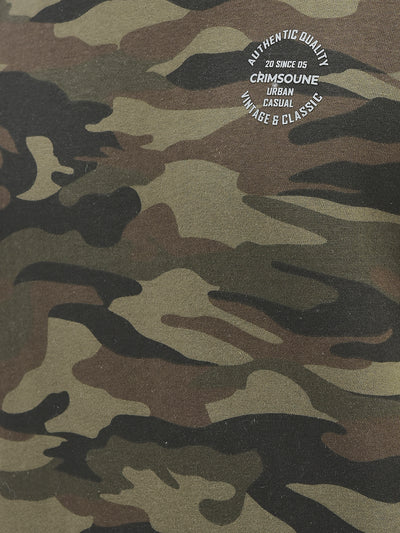 Olive Camouflage Round Neck Sweatshirt-Men Sweatshirts-Crimsoune Club