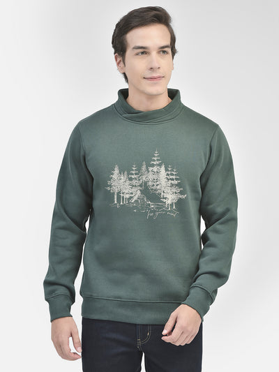 Green Printed Sweatshirt-Men Sweatshirts-Crimsoune Club