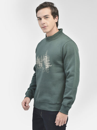 Green Printed Sweatshirt-Men Sweatshirts-Crimsoune Club