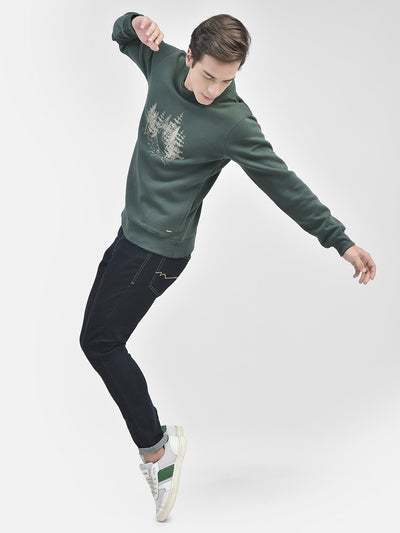 Green Printed Sweatshirt-Men Sweatshirts-Crimsoune Club