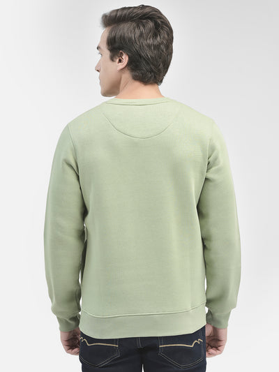 Olive Printed Round Neck Sweatshirt-Men Sweatshirts-Crimsoune Club