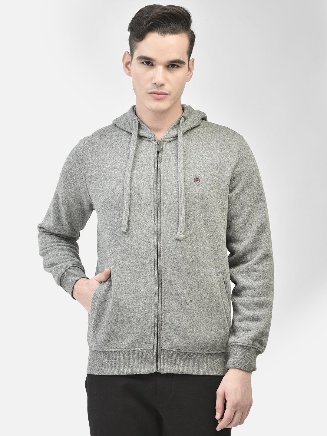 Grey Hooded Sweatshirt-Men Sweatshirts-Crimsoune Club