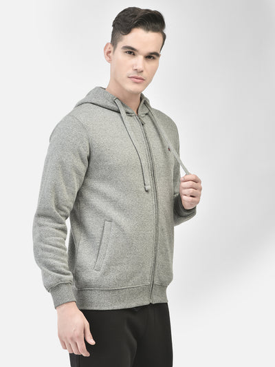 Grey Hooded Sweatshirt-Men Sweatshirts-Crimsoune Club
