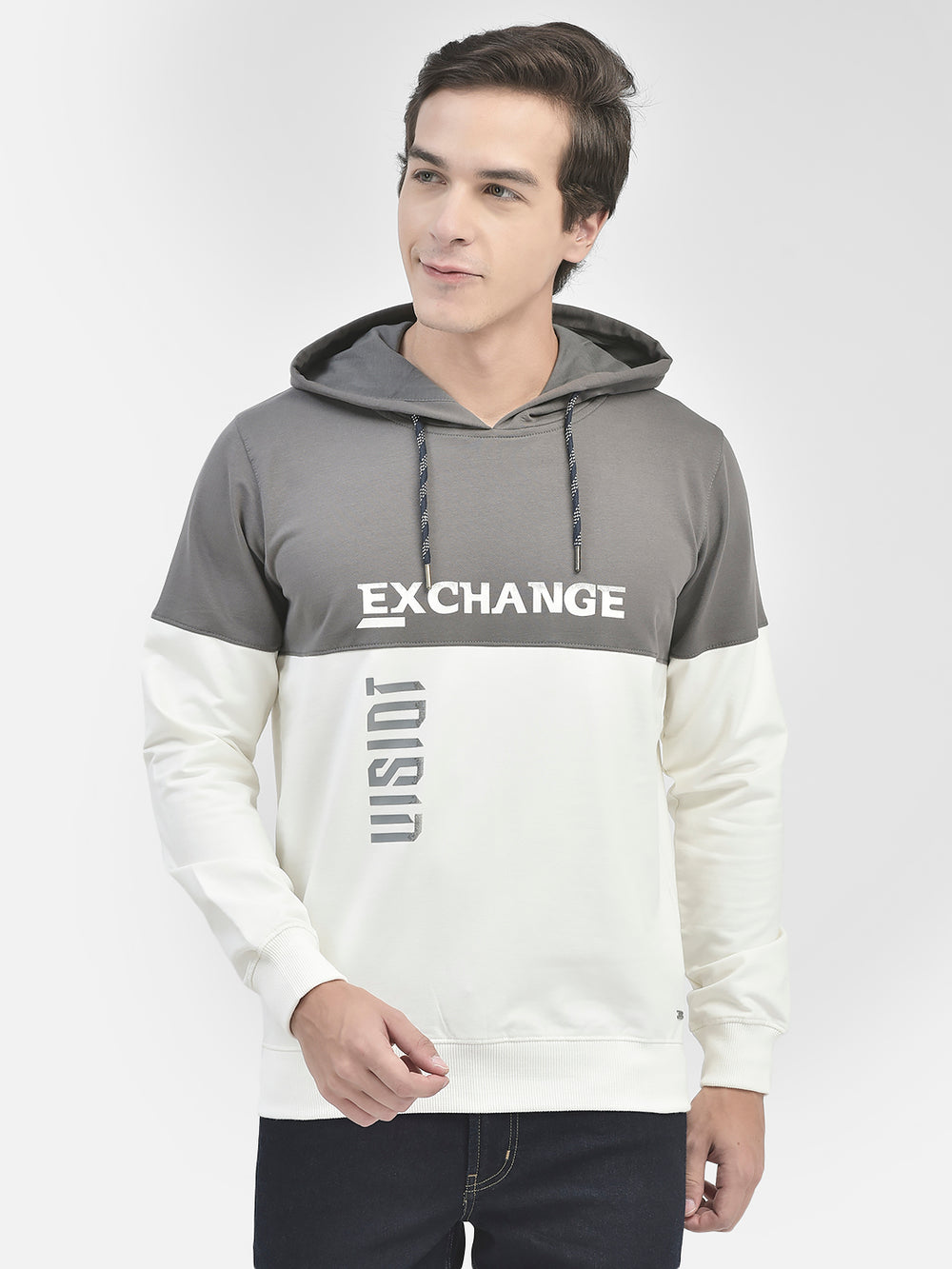 Grey Printed Sweatshirt-Men Sweatshirts-Crimsoune Club