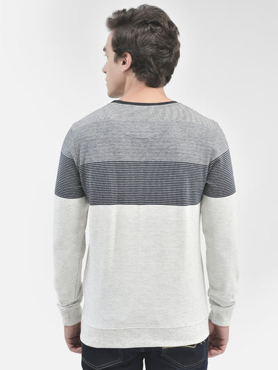 Grey Colorblocked Round Neck Sweatshirt-Men Sweatshirts-Crimsoune Club