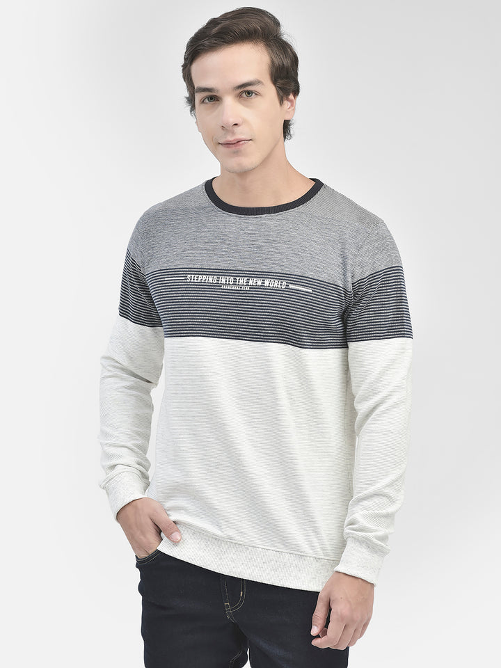 Grey Colorblocked Round Neck Sweatshirt-Men Sweatshirts-Crimsoune Club
