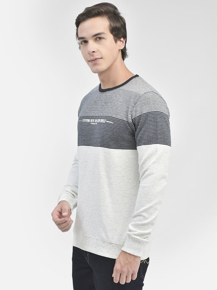 Grey Colorblocked Round Neck Sweatshirt-Men Sweatshirts-Crimsoune Club
