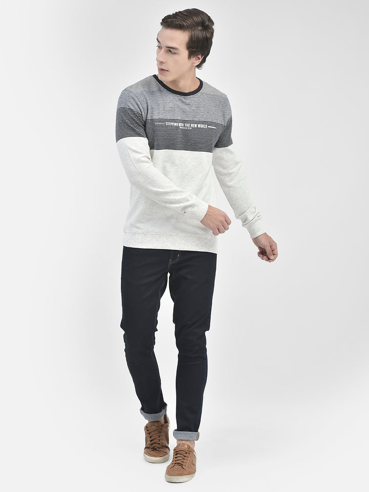 Grey Colorblocked Round Neck Sweatshirt-Men Sweatshirts-Crimsoune Club