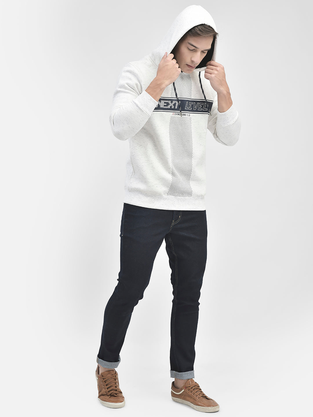 White Printed Hooded Sweatshirt-Men Sweatshirts-Crimsoune Club