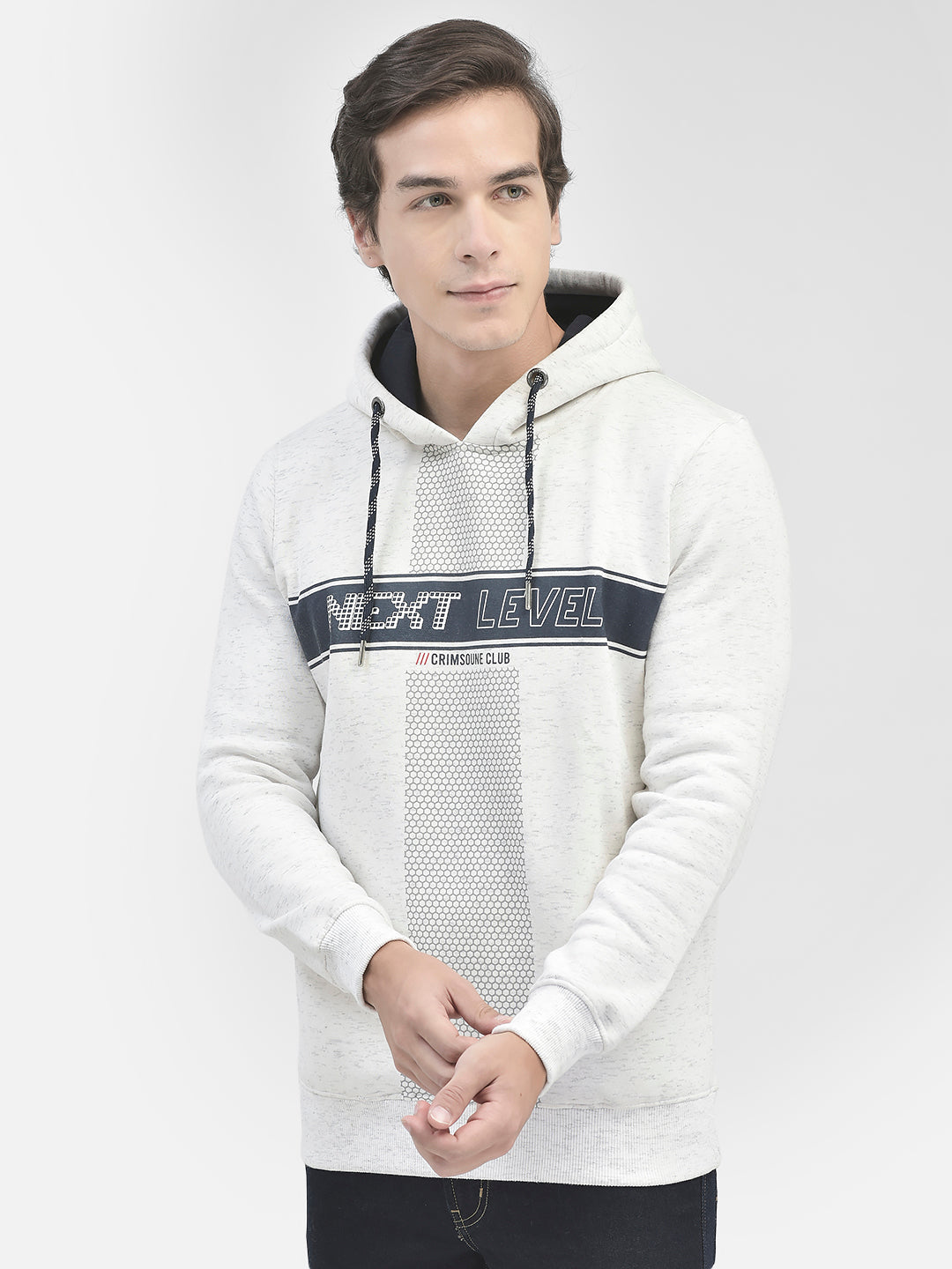 White Printed Hooded Sweatshirt-Men Sweatshirts-Crimsoune Club