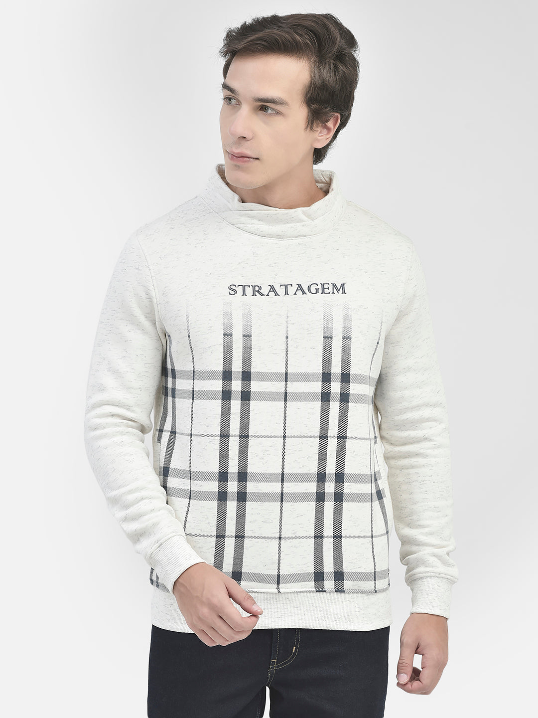 White Printed Sweatshirt-Men Sweatshirts-Crimsoune Club