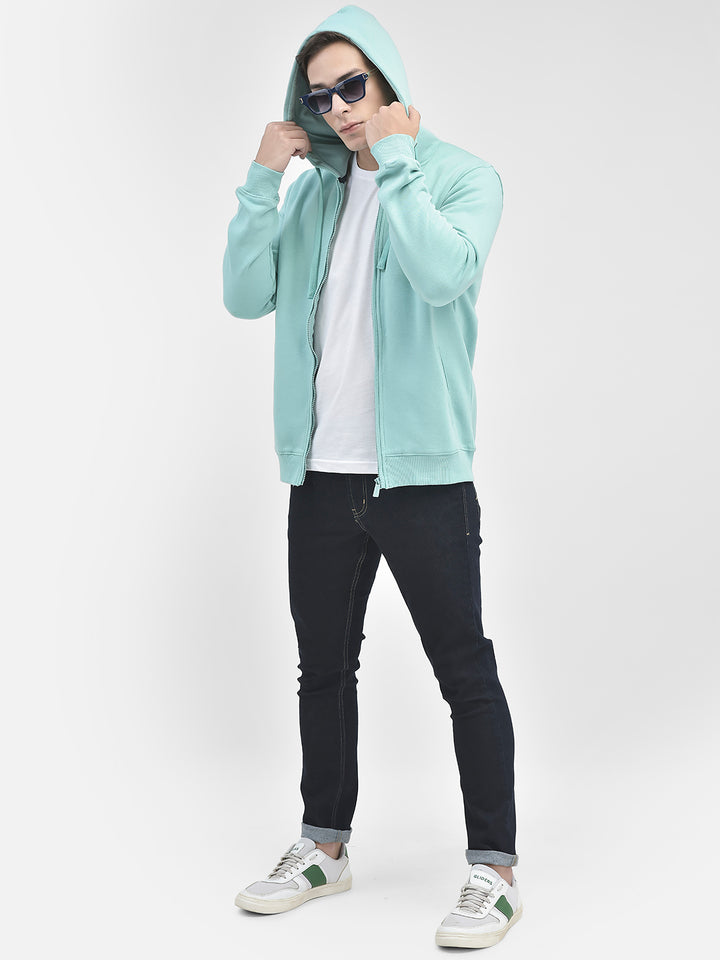 Mint Green Hooded Sweatshirt-Men Sweatshirts-Crimsoune Club
