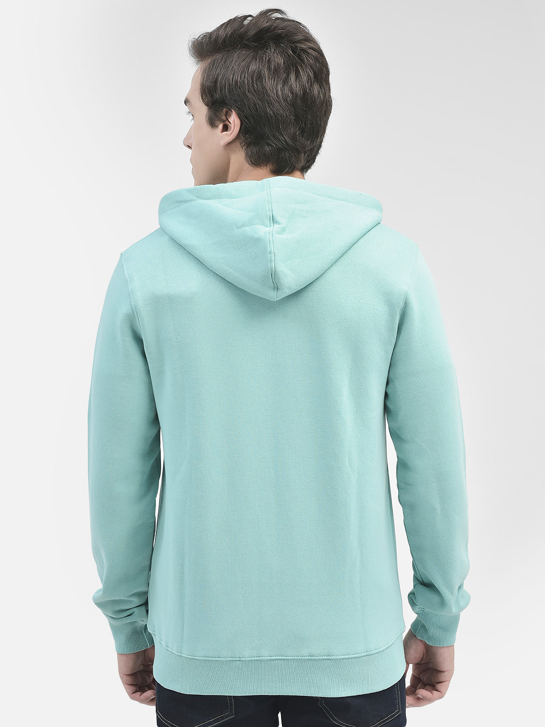 Mint Green Hooded Sweatshirt-Men Sweatshirts-Crimsoune Club