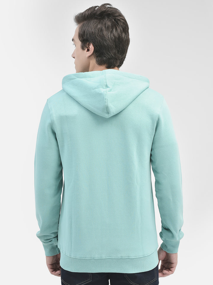 Mint Green Hooded Sweatshirt-Men Sweatshirts-Crimsoune Club