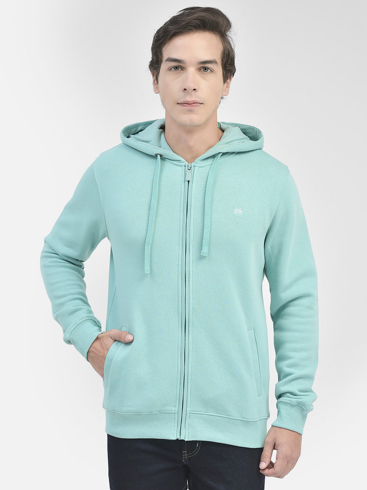 Mint Green Hooded Sweatshirt-Men Sweatshirts-Crimsoune Club