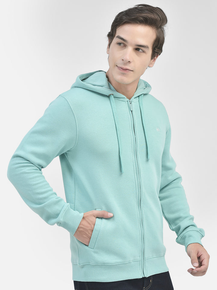 Mint Green Hooded Sweatshirt-Men Sweatshirts-Crimsoune Club
