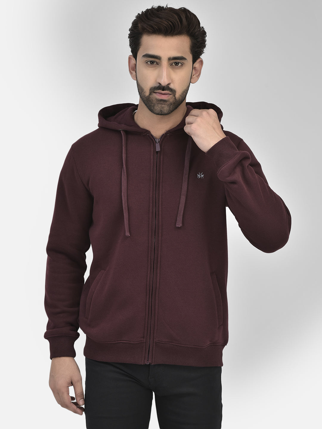 Wine hooded Sweatshirt-Men Sweatshirts-Crimsoune Club