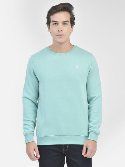 Mint-Green Round Neck Sweatshirt-Men Sweatshirts-Crimsoune Club