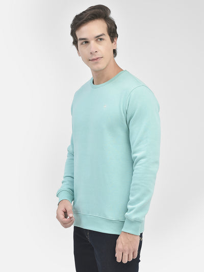 Mint-Green Round Neck Sweatshirt-Men Sweatshirts-Crimsoune Club