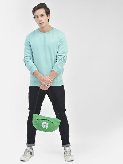 Mint-Green Round Neck Sweatshirt-Men Sweatshirts-Crimsoune Club