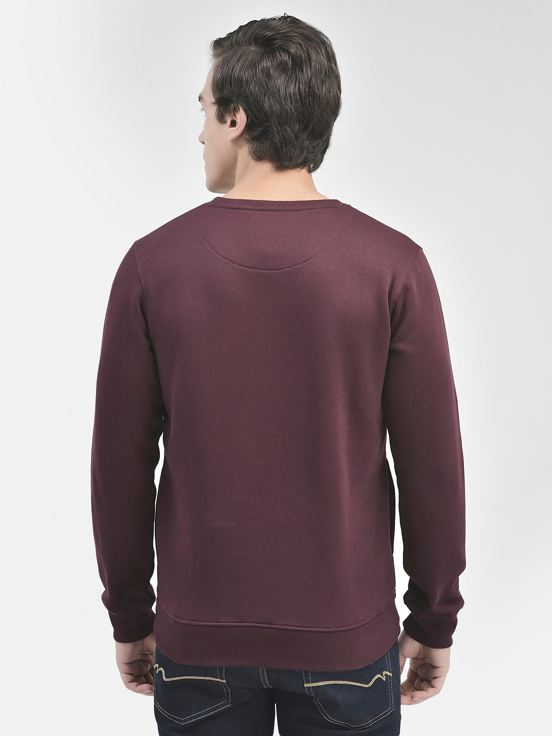 Wine Printed Round Neck Sweatshirt-Men Sweatshirts-Crimsoune Club