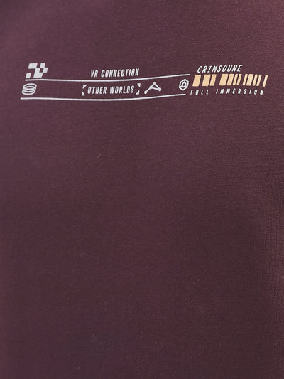 Wine Printed Round Neck Sweatshirt-Men Sweatshirts-Crimsoune Club
