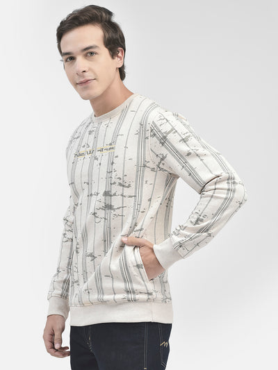 Grey Printed Round Neck Sweatshirt-Men Sweatshirts-Crimsoune Club