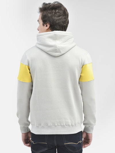Grey Printed Hooded Sweatshirt-Men Sweatshirts-Crimsoune Club