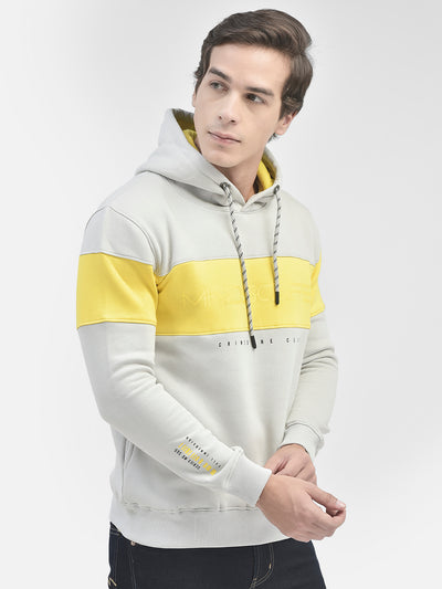 Grey Printed Hooded Sweatshirt-Men Sweatshirts-Crimsoune Club