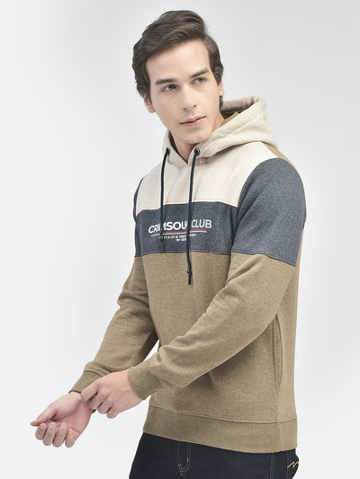 Beige Melange Printed Sweatshirt-Men Sweatshirts-Crimsoune Club