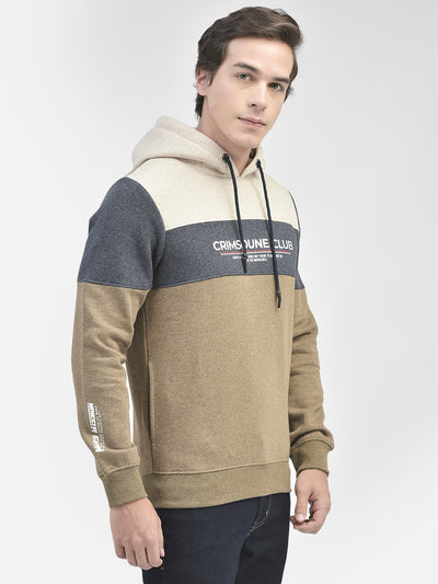 Beige Melange Printed Sweatshirt-Men Sweatshirts-Crimsoune Club