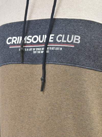 Beige Melange Printed Sweatshirt-Men Sweatshirts-Crimsoune Club