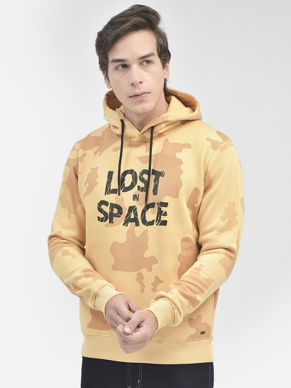 Orange Printed Hooded Sweatshirt-Men Sweatshirts-Crimsoune Club