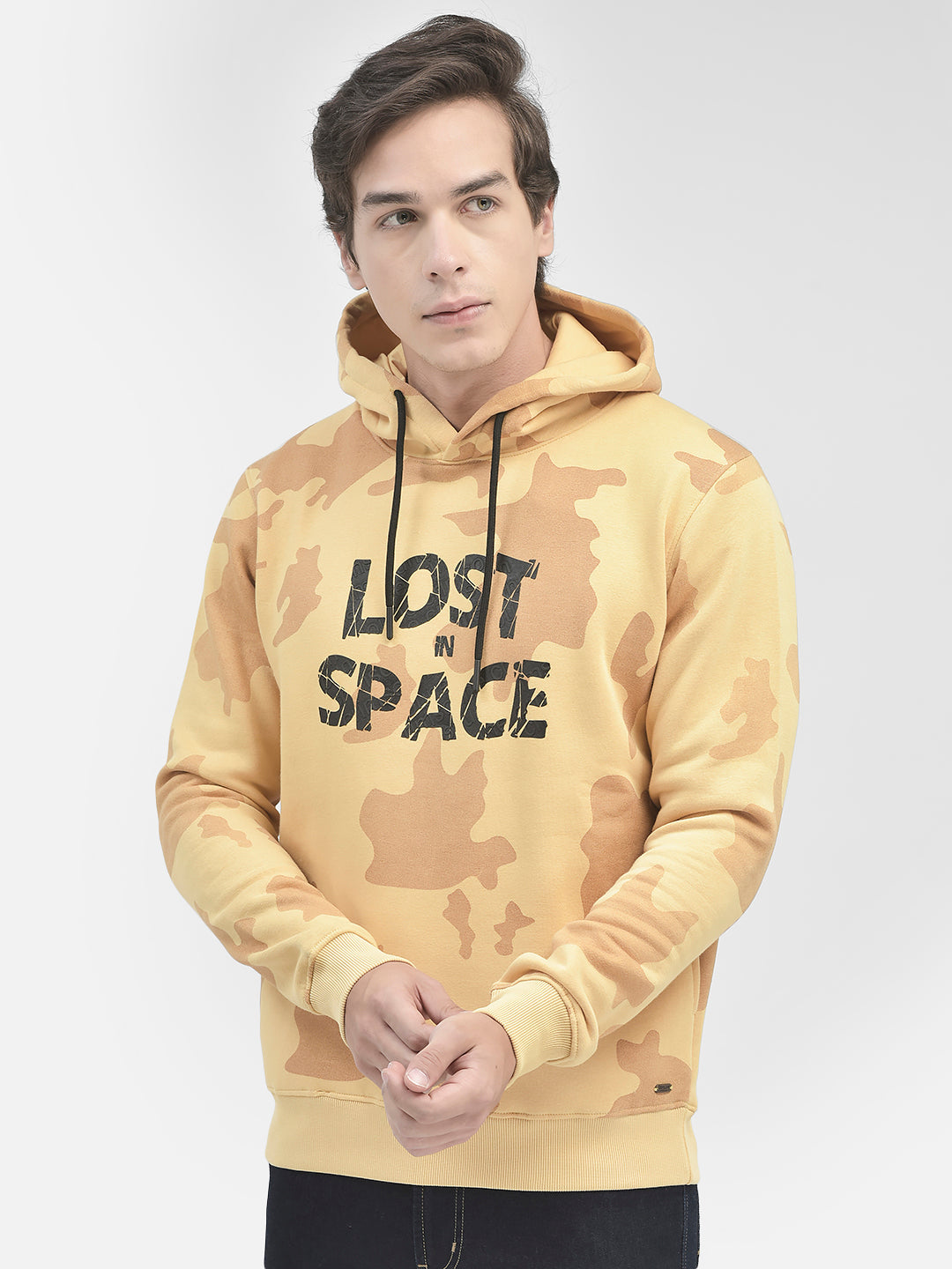 Orange Printed Hooded Sweatshirt-Men Sweatshirts-Crimsoune Club