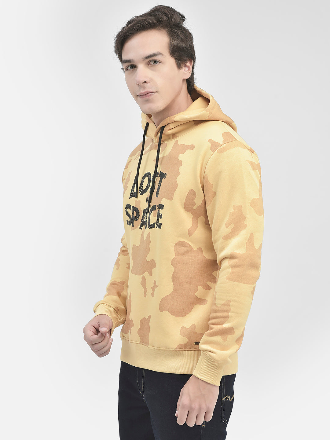 Orange Printed Hooded Sweatshirt-Men Sweatshirts-Crimsoune Club