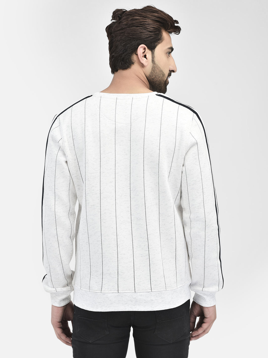 White Stripes Sweatshirt-Men Sweatshirts-Crimsoune Club