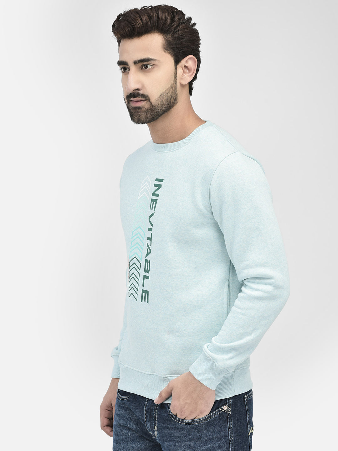 Blue Printed Sweatshirt-Men Sweatshirts-Crimsoune Club