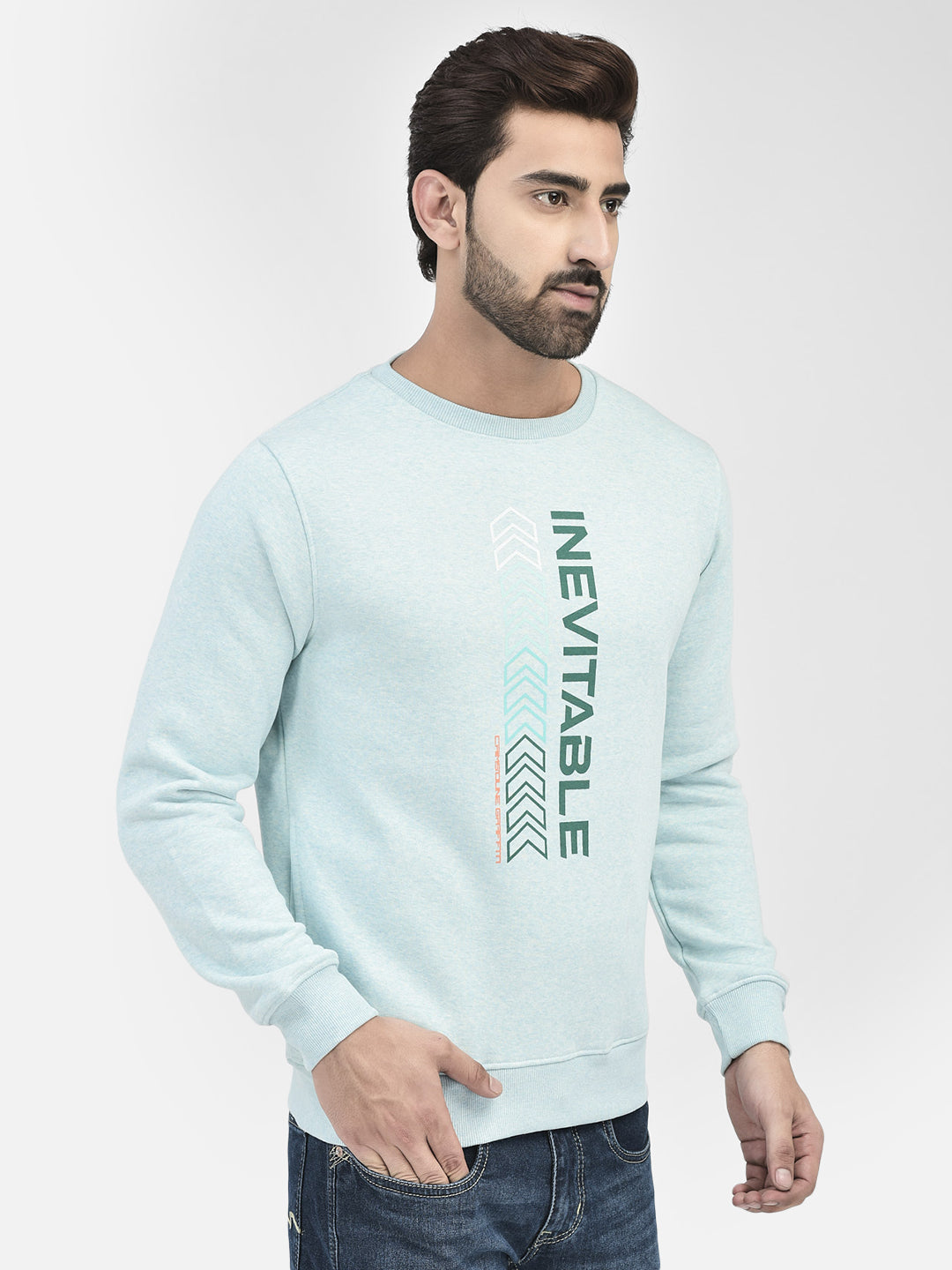 Blue Printed Sweatshirt-Men Sweatshirts-Crimsoune Club