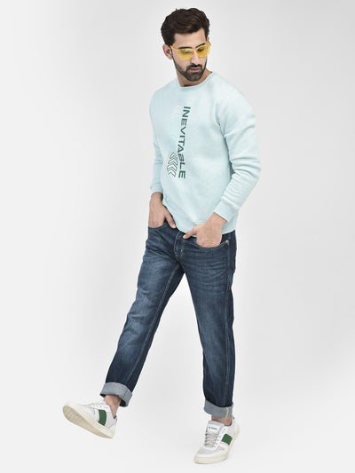 Blue Printed Sweatshirt-Men Sweatshirts-Crimsoune Club