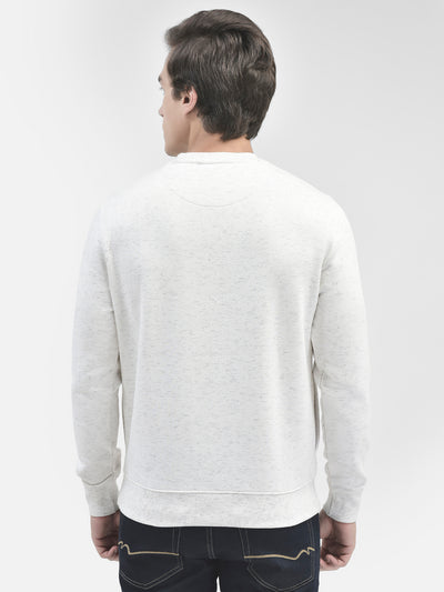 White Printed Round Neck Sweatshirt-Men Sweatshirts-Crimsoune Club