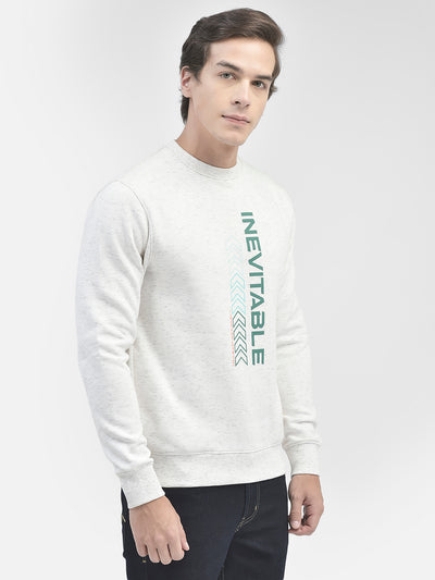 White Printed Round Neck Sweatshirt-Men Sweatshirts-Crimsoune Club