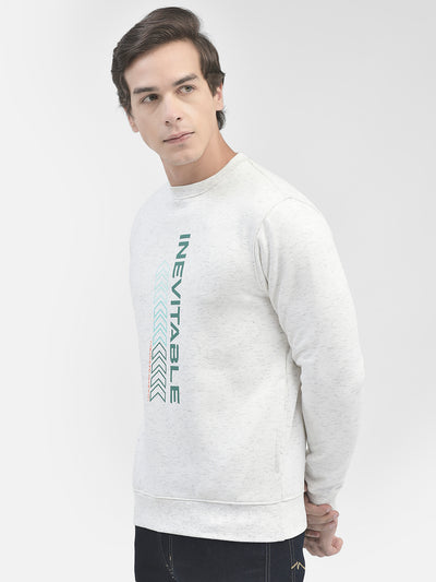 White Printed Round Neck Sweatshirt-Men Sweatshirts-Crimsoune Club