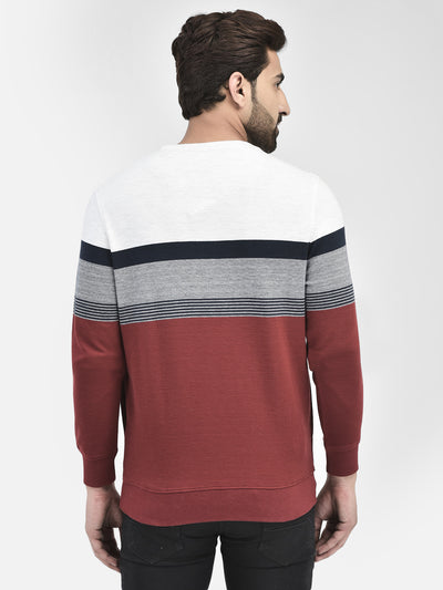 Red Colourblocked Sweatshirt-Men Sweatshirts-Crimsoune Club