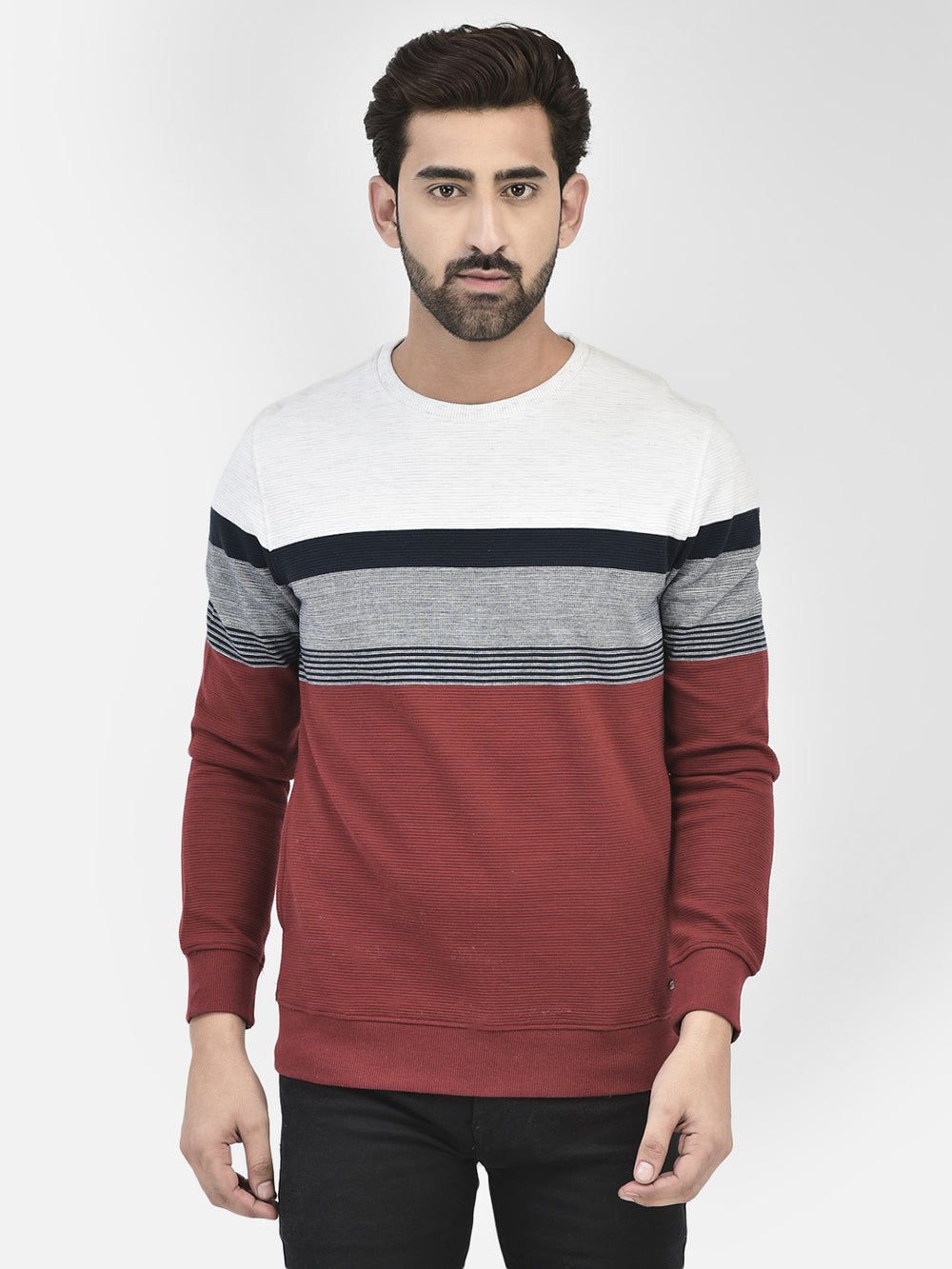 Red Colourblocked Sweatshirt-Men Sweatshirts-Crimsoune Club
