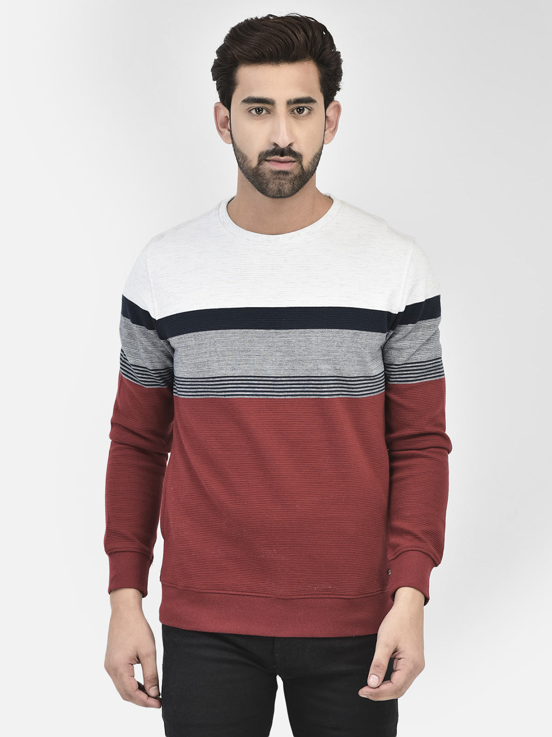 Red Colourblocked Sweatshirt-Men Sweatshirts-Crimsoune Club